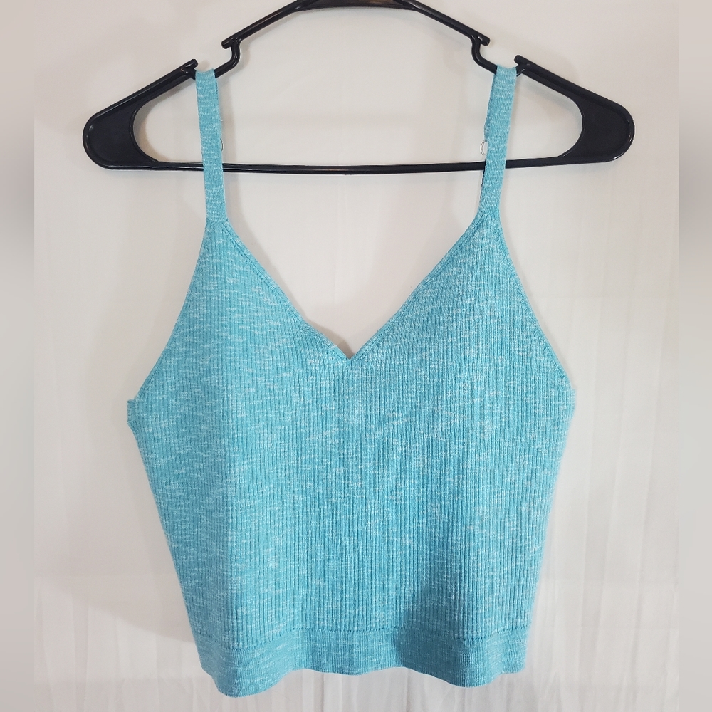 TOMMY JEANS Women's Large Blue Cropped Sweater Tank Top New with Tags - Picture 2 of 6